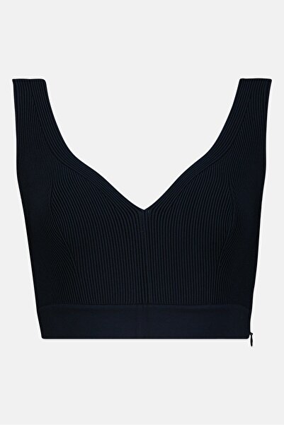 ALEXANDER MCQUEEN حمالة صدر نسائية مضلعة بدون بطانة، لون أزرق داكن