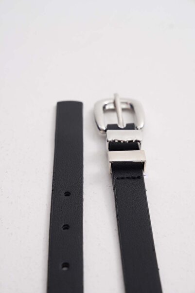 Çantacımstore Kadın Kemer İki Halkalı Gümüş Tokalı Siyah