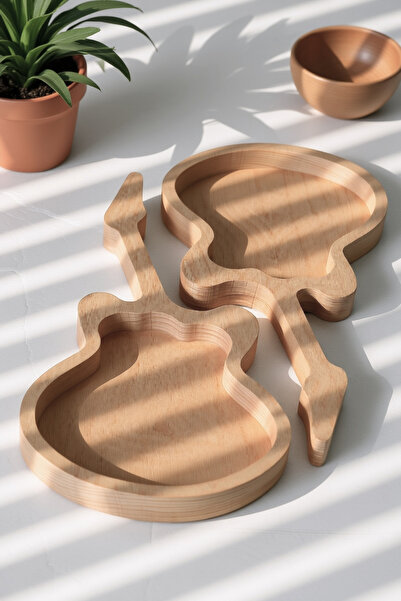 Zox craft Guitar Shaped Wooden Snack Bowl Set (2 Pieces)