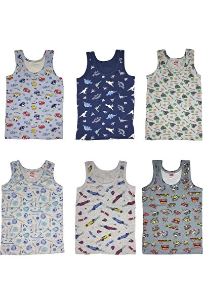 CUBBUX Boy's Cotton Patterned Undershirt 6 Pieces