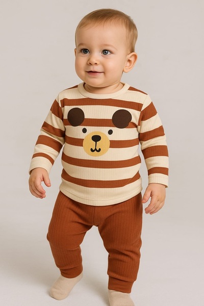 bebekyol Bear Printed Baby Set