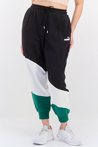 Puma Women Sportswear Fit Drawstring Training Pants, Black/White Combo