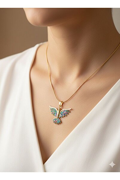 bettin tasarım قلادة نسائية من الفولاذ المقاوم للصدأ مرصعة بحجر الزركون الملو...