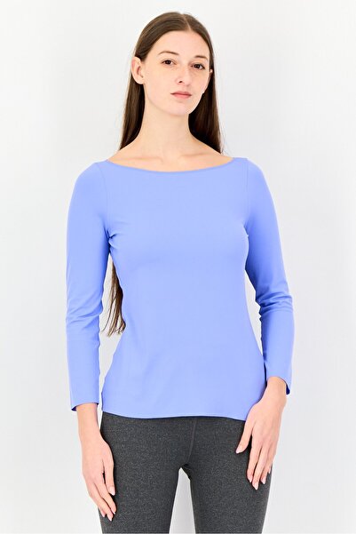 Nike بلوزة يوغا رياضية نسائية بأكمام طويلة، لون لافندر