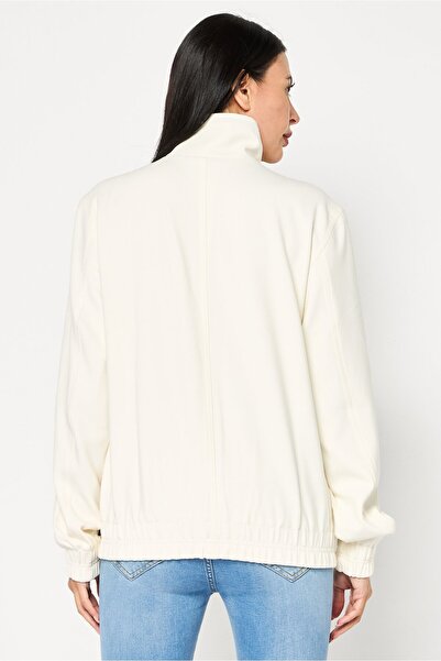 Lacoste Women Long Sleeve Brand Logo Bomber jacket, Off White