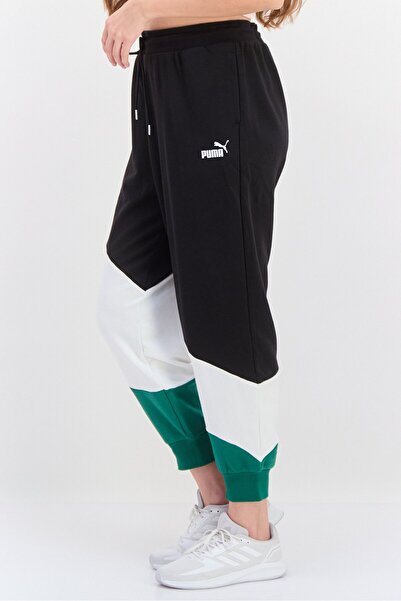 Puma Women Sportswear Fit Drawstring Training Pants, Black/White Combo