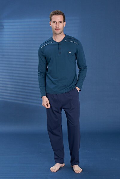 Owersleep Muška Pamučni džersej Single jersey velika pidžama sa prednjim dugm...