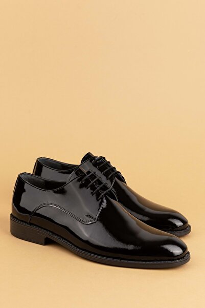 Gondol Men's Genuine Leather Classic Groom Shoes Pş.90 Black Patent Leather