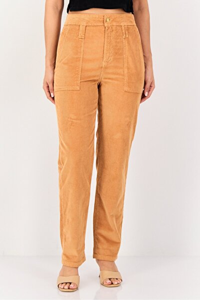 Reiko Women Regular Fit Corduroy Pants, Brown