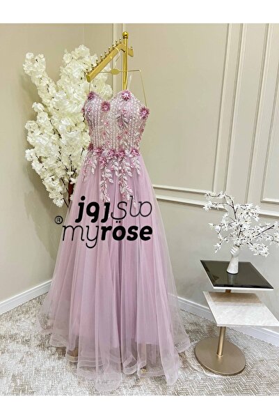 MYROSE SA فستان سهرة زهري بورود