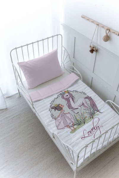 Tuğba Kuğu Organik Baskılı Montessori (100x200 Cm) Yorgan Seti - Iconic Seris...