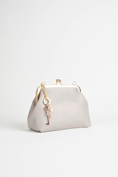 Vivaq Women's Light Gray Burs Closure Lined Handbag and Shoulder Bag with Key Charm Gift