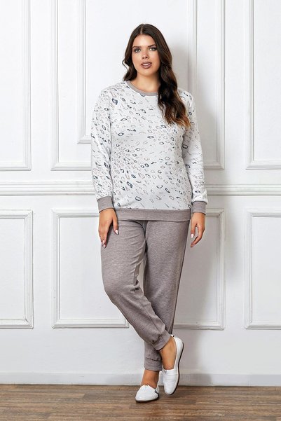 FLZ Plus Size Oversized Winter Long Sleeve Pajama Set Dowry B09-121