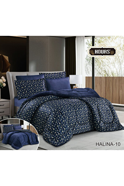 HOURS Horse Winter Bedspread, Fur and Velvet, Heavy Fill, Suitable for Double Bed Size 200x200 cm, 6 Pieces, 290 Stitches