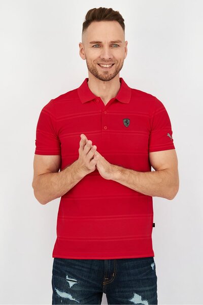 Puma قميص رجالي رياضي بأكمام قصيرة مناسب للأنشطة الخارجية، أحمر