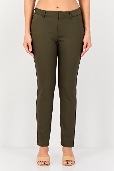 Reiko Women Cigarette Fit Solid Straight Leg Pants, Olive