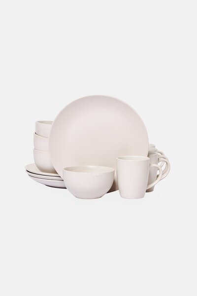 Gibson Home 12 Pieces Everyday Plus Stoneware Dinner Set, White