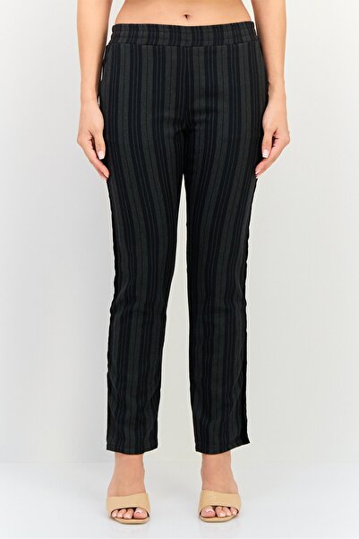 Reiko بنطلون نسائي مستقيم مخطط بقصّة ستريت فيت، متعدد الألوان