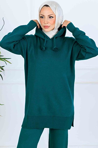 benguen με κουκούλα Σετ Πλεκτομηχανής S1079 Σμαραγδένιο Πράσινο