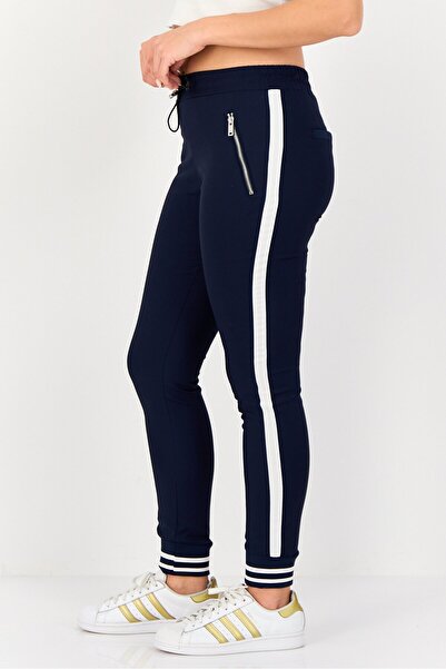 Reiko Women Street Fit Solid Jogger Pants, Navy
