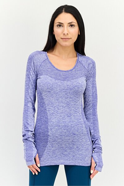 Nike قميص رياضي نسائي بأكمام طويلة للتدريب، أزرق فاتح