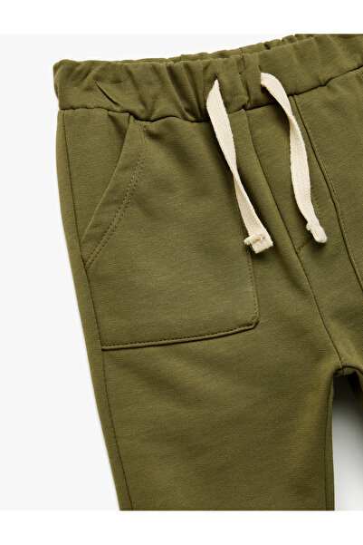 Koton Pantaloni de sport din bumbac cu talie cu dantelă și detaliu de buzunar basic