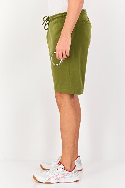 BLANK ESSENTIALS Men Brand Logo Basic Shorts, Olive