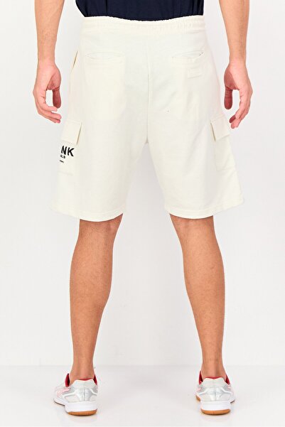 BLANK ESSENTIALS Men Brand Logo Cargo Shorts, Off White