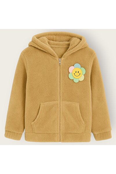 Hirazenmoda Cardigan din pluș pentru fetiță, cu accesorii Daisy, supradimensi...