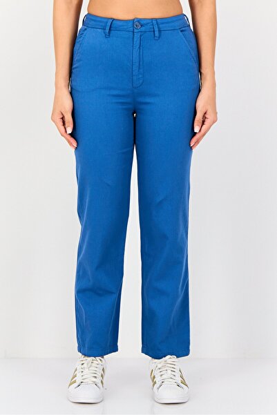 Reiko Women Regular Fit Solid Straight Leg Pants, Blue