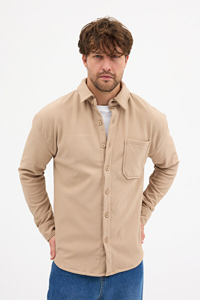 CLIPMAN Чоловічий Regular Fit з еластаном, з флісовою підкладкою, куртка з тканини Ottoman, сорочка