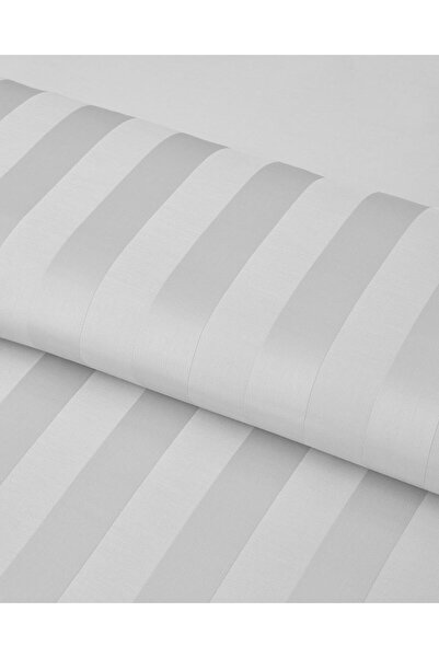 English Home Deluxe Striped Cotton Satin King Size Duvet Cover Set 240X220 cm Off White