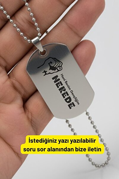 OSMANLI GÜMÜŞ Çelik Erkek Kolye Renkli Ahmet Kaya Fotoğraflı Baskılı Not Yazı Yazılabilir Çelik Asker Künyesi