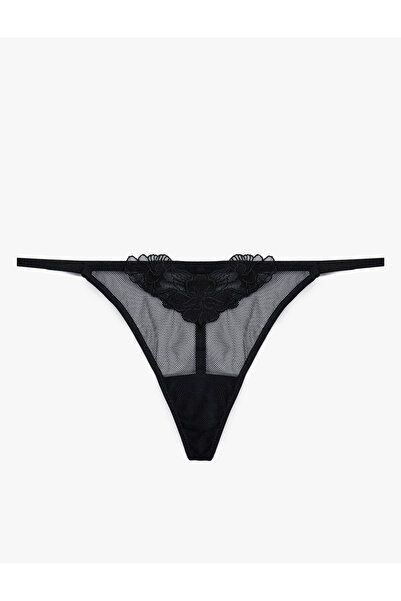 Koton Çiçekli Dantel Detaylı File Kumaş String Külot