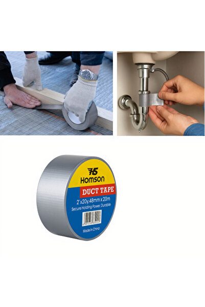 JML Bandă Adezivă Tip Duct Tape 48mmx20m Homson Gri Metalizat, pentru Reparații