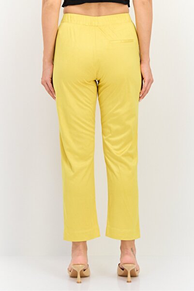 Reiko Women Street Fit Textured Straight Leg Pants, Mustard Yellow