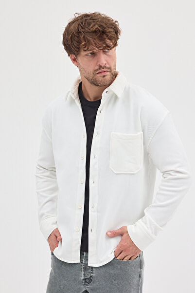 CLIPMAN Ανδρικό πουκάμισο με ρυθμισμένη εφαρμογή από λύκρα με φλις εσωτερικά από υφασμάτινο μπουφάν Ottoman