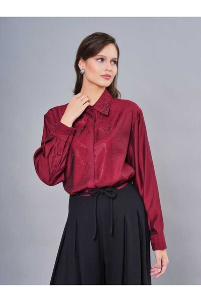 SERPİL Taş İşlemeli Siyah Gömlek 40981