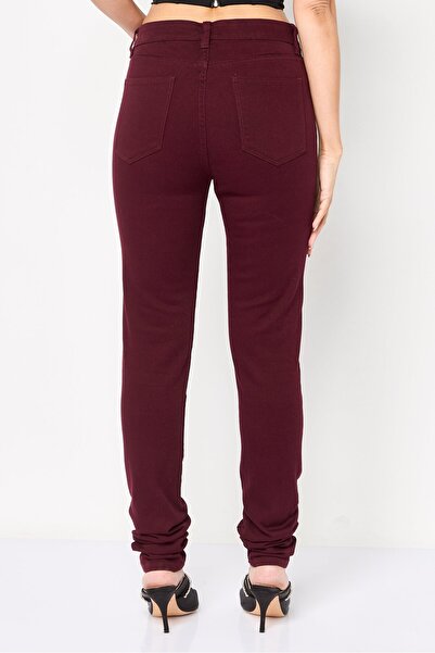 Lacoste Women Slim Fit Solid Stretchable Denim, Maroon