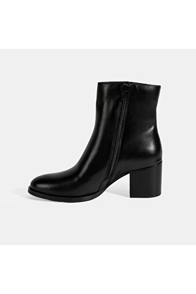 Desa Kadın Siyah Kalın Topuklu Deri Bot