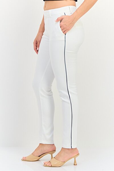 Reiko Women Cigarette Fit Solid Straight Leg Pants, White