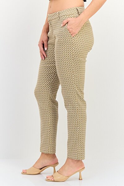 Reiko Women Regular Fit Mid Waist Allover Print Dress Pants, Multicolor