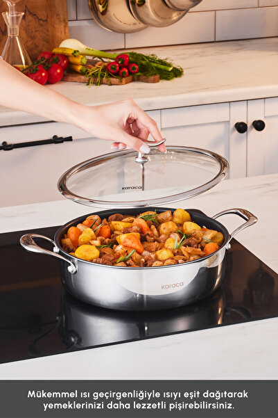 Karaca Plasma Steel 316+ 3Ply Fireproof Non-Stick Steel Karnıyarık Pot 26 cm