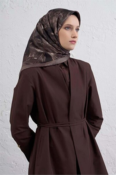 Armine Sura Pure Silk Scarf 9409 - 82 Brown Mixed Pattern