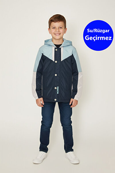 WORRN Haina de ploaie pentru băieți cu secțiuni cu broderie premium, rezisten...