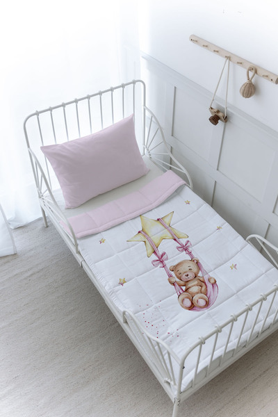 Tuğba Kuğu Organik Baskılı Montessori (100x200 Cm) Yorgan Seti - Iconic Seris...