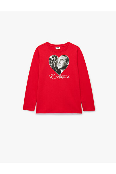 Koton Cotton Long Sleeve Crew Neck Printed T-Shirt