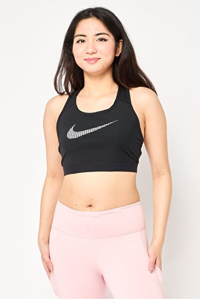 Nike حمالة صدر رياضية غير مبطنة بشعار العلامة التجارية للنساء، باللون الأسود