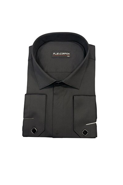 Plus Scorpion Men's Classic Shirt – Cotton Stretch Fabric, Slim Fit Long Sleeve, French Cuff