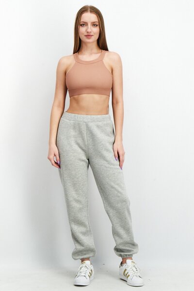 Onzie Women Crew Neck Sleeveless Ribbed Top, Neutral